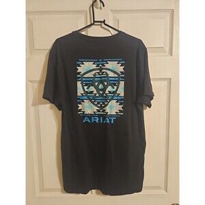 Ariat Aztec Print Black T Shirt Mens Size L Large Casual Short Sleeve Crew Neck